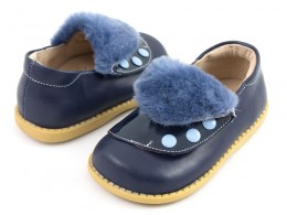 Pantofi fete Quennie din piele naturala bleumarin