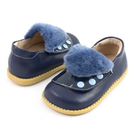Pantofi fete Quennie din piele naturala bleumarin