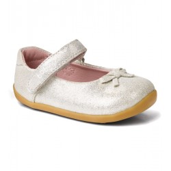 Pantofi fete argintiu Little Ballerina din piele naturala