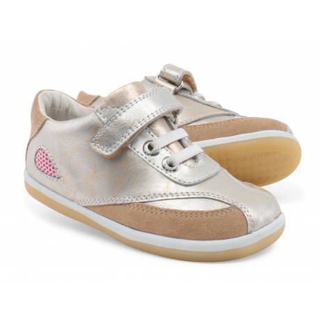 Pantofi fete sport Fire din piele naturala aurie