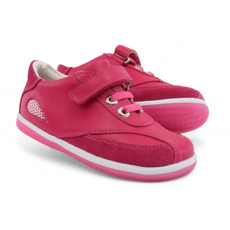 Pantofi fete sport Fire din piele naturala fucsia