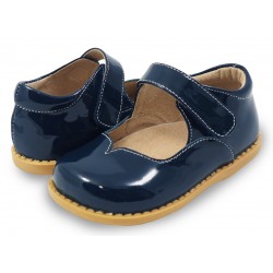 Pantofi fete Astrid din piele naturala lacuita bleumarin