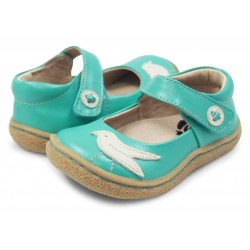 Pantofi fete Pio Pio din piele naturala verde acqua