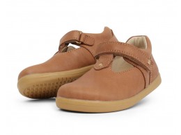 Pantofi fete Louise din piele naturala maron caramel