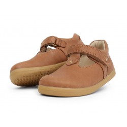 Pantofi fete Louise din piele naturala maron caramel