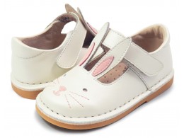 Pantofi fete Molly din piele naturală albă perlă