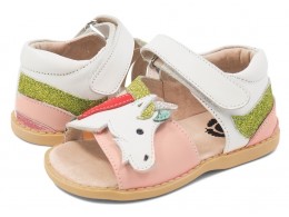 Sandale fete Unicorn din piele naturală roz (multicolor)